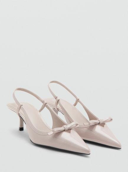 Mango Pointed Toe Kitten Heel Slingback Court Shoes, Raw - view 2, Raw