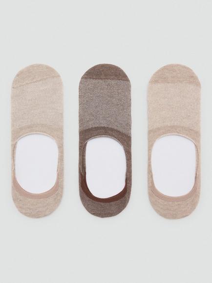 Mango Cotton Blend Trainer Socks, Pack of 3, Sand, Sand
