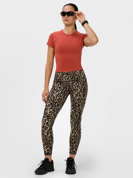 Sweaty Betty Animal Print Power 7/8 Piping Workout Leggings, Brown - view 2, Brown