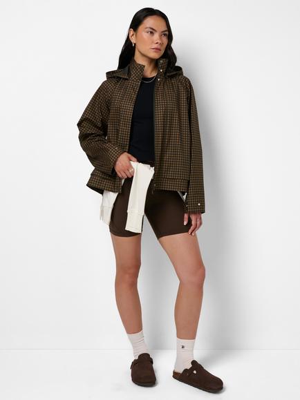 Sweaty Betty Check Motion Waterproof Cropped Parka Jacket, Brown - view 2, Brown