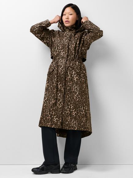Sweaty Betty Animal Print Motion Waterproof Longline Parka Coat, Brown Ink, Brown Ink