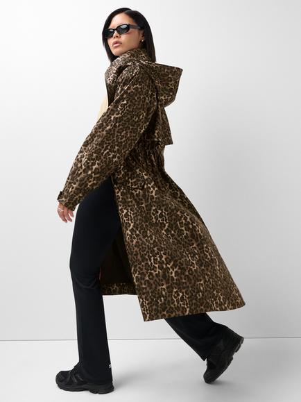Sweaty Betty Animal Print Motion Waterproof Longline Parka Coat, Brown Ink - view 2, Brown Ink