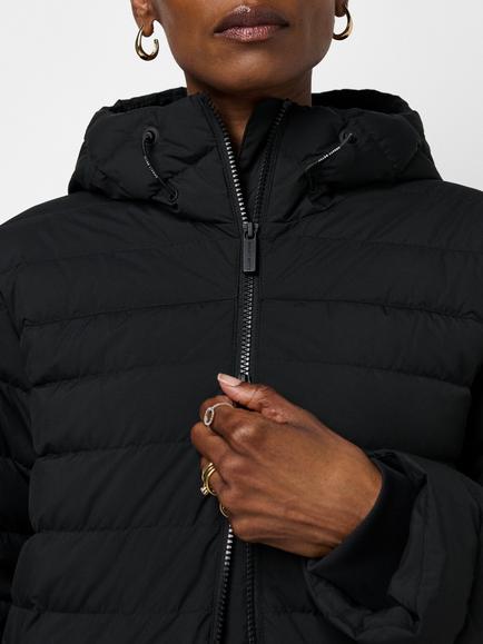 Sweaty Betty Nimbus Lightweight Longline Hooded Puffer Coat, Black - view 2, Black