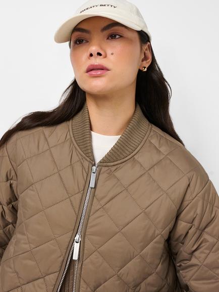 Sweaty Betty HeatProtect On The Move Quilted Coat, Utility Brown - view 2, Utility Brown