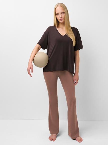 Sweaty Betty V-Neck Short Sleeve T-Shirt, Espresso Brown - view 2, Espresso Brown