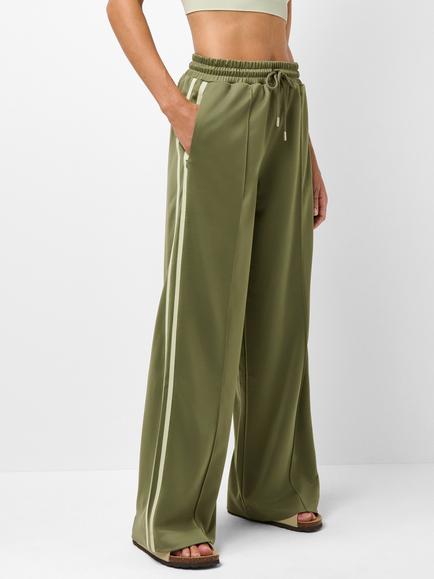 Sweaty Betty Revival Pintuck Side Stripe Wide Leg Trousers, Green/Pastel Green, Green/Pastel Green