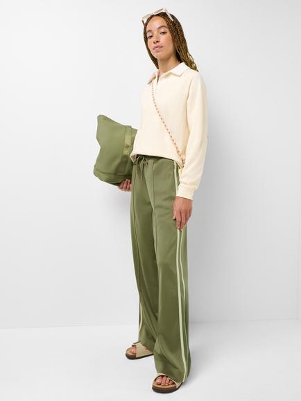 Sweaty Betty Revival Pintuck Side Stripe Wide Leg Trousers, Green/Pastel Green - view 2, Green/Pastel Green