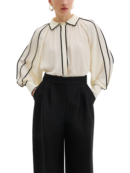 Malina Bea Viscose Long Sleeve Top, Vanilla, Vanilla