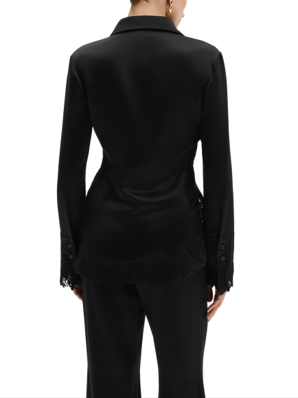Malina Malou Satin Shirt, Black - view 2, Black