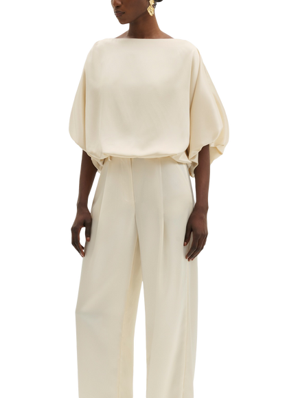 Malina Havanna Three Quarter Length Puff Sleeve Top, Pearl, Pearl