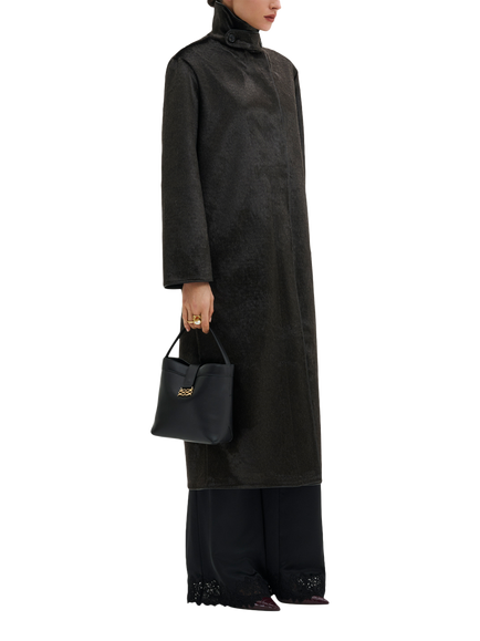 Malina Phoebe Long Faux Fur Overcoat, Black, Black