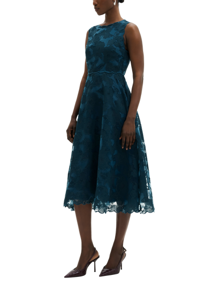 Malina Elin Cotton Blend Lace A-Line Dress, Teal, Teal