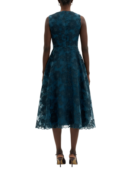 Malina Elin Cotton Blend Lace A-Line Dress, Teal - view 2, Teal