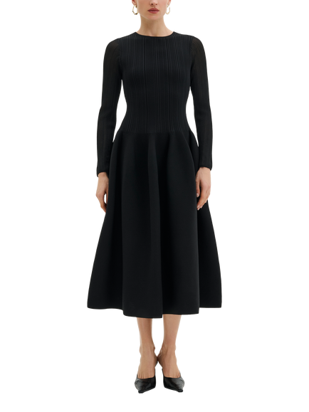 Malina Elona Fit and Flare Midi Dress, Black, Black