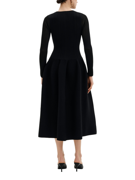 Malina Elona Fit and Flare Midi Dress, Black - view 2, Black