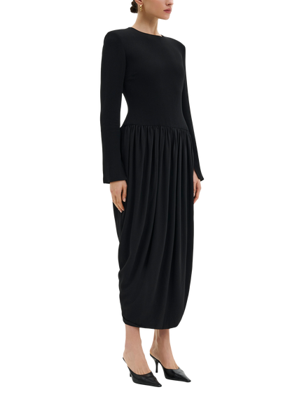 Malina Lexie Draped Dress, Black, Black