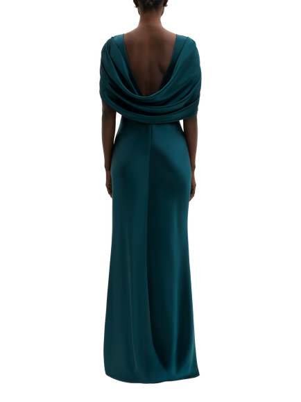 Malina Louise Draped Maxi Dress, Teal - view 2, Teal
