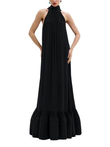 Malina Lykke Ruffle Maxi Dress, Black, Black