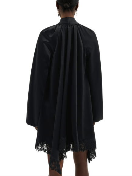Malina Norea Lace Draped V-Neck Dress, Black - view 2, Black