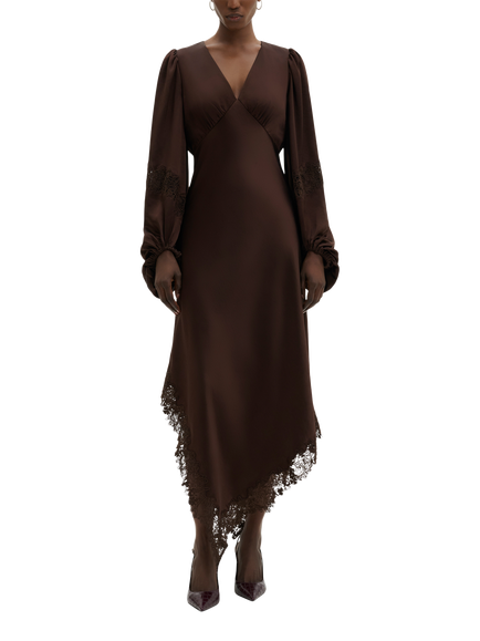Malina Seema Asymmetrical Maxi Dress, Dark Brown, Dark Brown