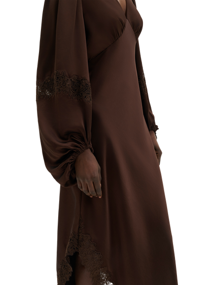 Malina Seema Asymmetrical Maxi Dress, Dark Brown - view 2, Dark Brown