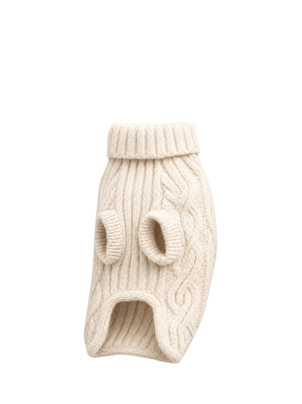 By Teddy Capsule Cable Dog Jumper, Marshmallow, Natural Beige