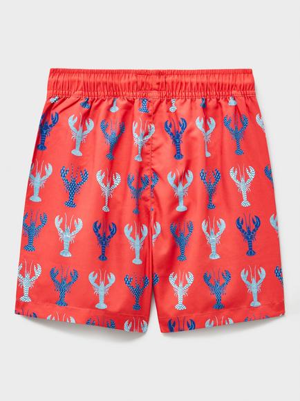 Crew Clothing Kids' Printed Drawstring Swim Shorts, Red Wine - view 2, Red Wine