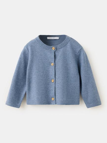 Mango Baby Cropped Crewneck Knit Cardigan, Blue