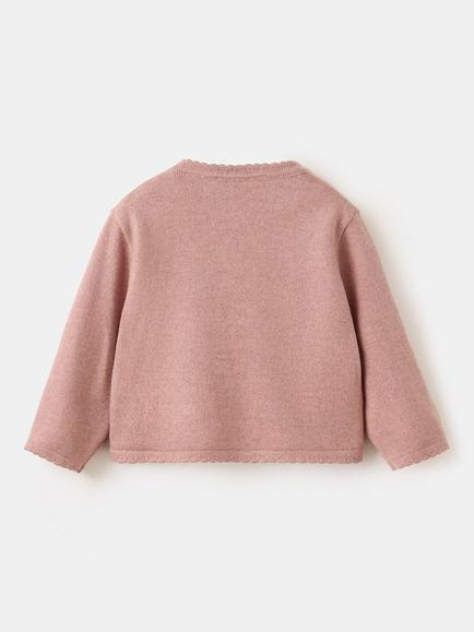 Mango Baby Round Neck Button Front Knit Cardigan, Pink - view 2, Pink