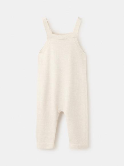 Mango Kids' Mango Baby Square Neck Knit Romper Dungarees - view 2, Sand