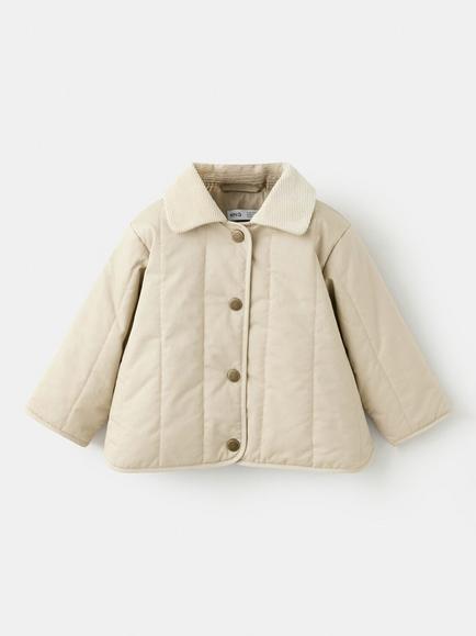 Mango Baby Quilted Insulated Jacket, Beige, Beige