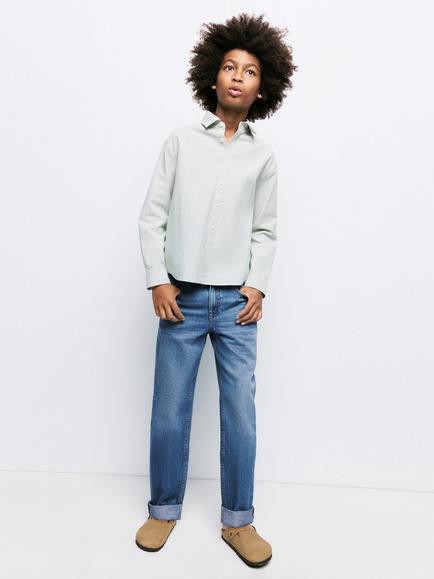 Mango Kids' Rolled Up Hem Mid Rise Straight Jeans, Mid Blue, Mid Blue