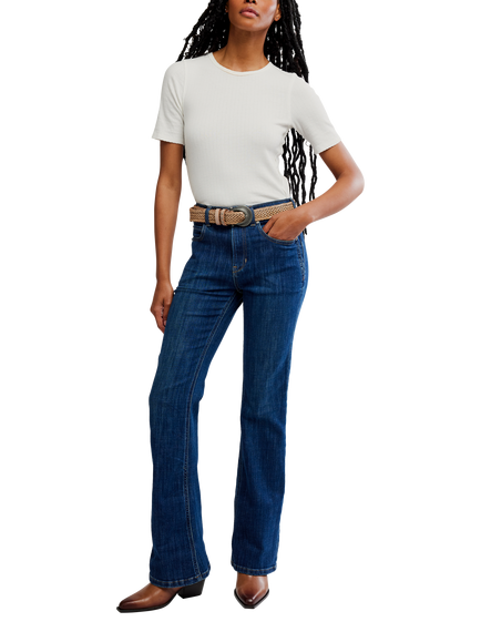 Free People We The Free Double Knot High Rise Bootcut Jeans, Aegean, Aegean