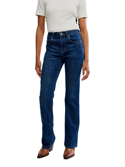 Free People We The Free Double Knot High Rise Bootcut Jeans, Aegean - view 2, Aegean