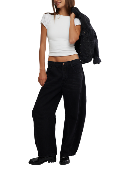 Free People Good Luck Mid Rise Barrel Leg Jeans, Soundwave