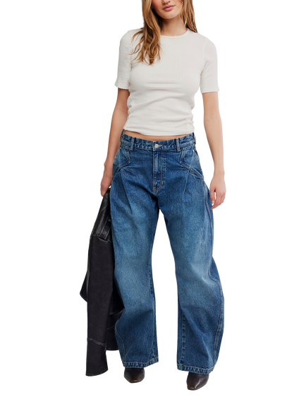 Free People We The Free Golden Hour Low Rise Jeans, Deacon Blue, Deacon Blue