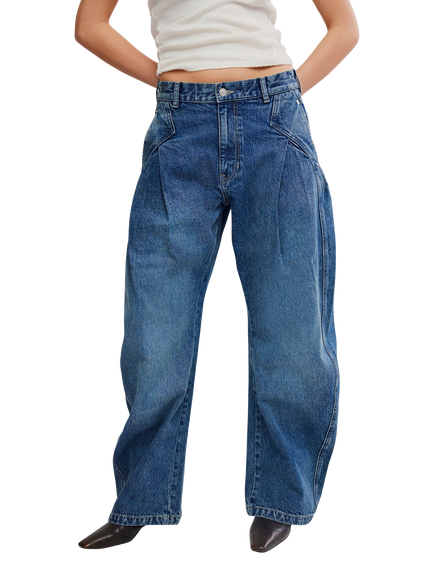 Free People We The Free Golden Hour Low Rise Jeans, Deacon Blue - view 2, Deacon Blue