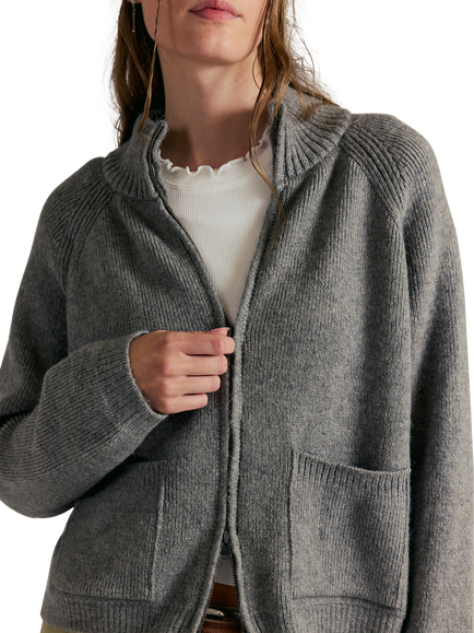 Free People We The Free On It Zip Up Jumper, Grey - view 2, Grey