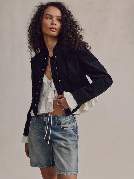 Free People Cloud Nine Corduroy Blazer, Black, Black