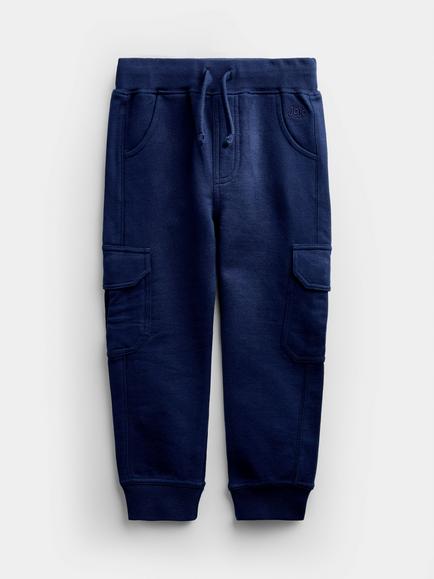 JoJo Maman Bébé Kids' Cargo Joggers, Pack of 2, Khaki/Navy - view 2, Khaki/Navy