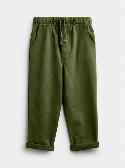 JoJo Maman Bébé Kids' Pure Cotton Drawstring Joggers, Set of 2, Khaki Green - view 2, Khaki Green