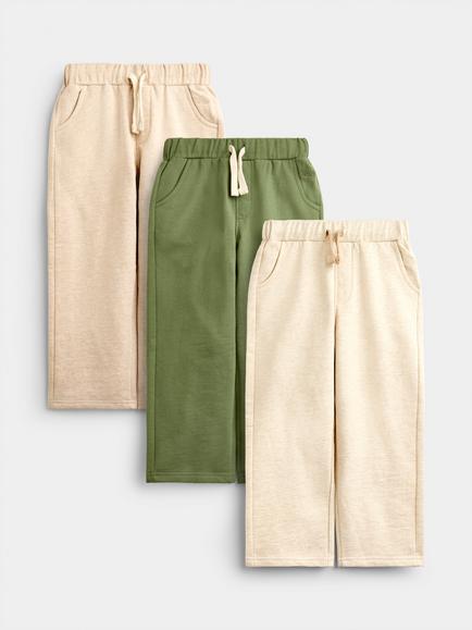 JoJo Maman Bébé Kids' Straight Joggers, Pack of 3, Natural, Natural