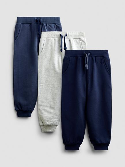 JoJo Maman Bébé Kids' Joggers, Pack of 3, Blue/Multi, Blue/Multi