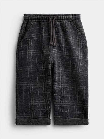 JoJo Maman Bébé Kids' Jacquard Check Trousers, Charcoal Marl, Charcoal Marl