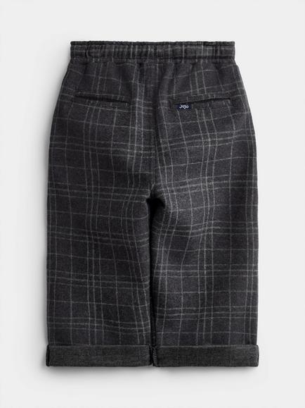 JoJo Maman Bébé Kids' Jacquard Check Trousers, Charcoal Marl - view 2, Charcoal Marl
