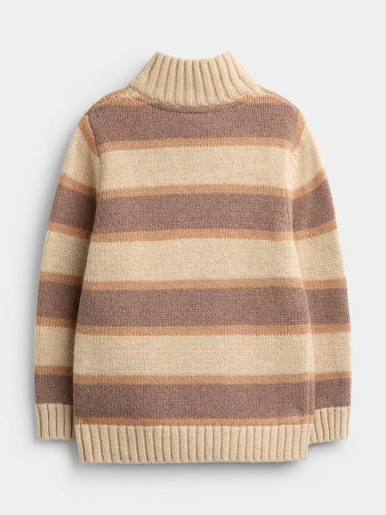 JoJo Maman Bébé Kids' Cotton Blend Half Zip Sweatshirt, Mid Brown - view 2, Mid Brown