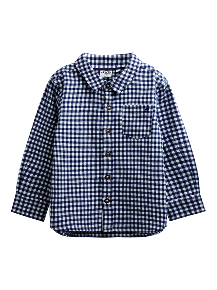 JoJo Maman Bébé Kids' Gingham Shirt, Navy Blue, Navy Blue