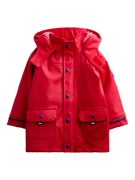 JoJo Maman Bébé Kids' Waterproof Jersey Lined Fisherman Jacket, Bright Red, Bright Red