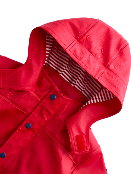 JoJo Maman Bébé Kids' Waterproof Jersey Lined Fisherman Jacket, Bright Red - view 2, Bright Red