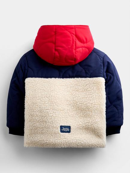 JoJo Maman Bébé Kids' Quilted Colour Block Jacket, Navy Blue - view 2, Navy Blue